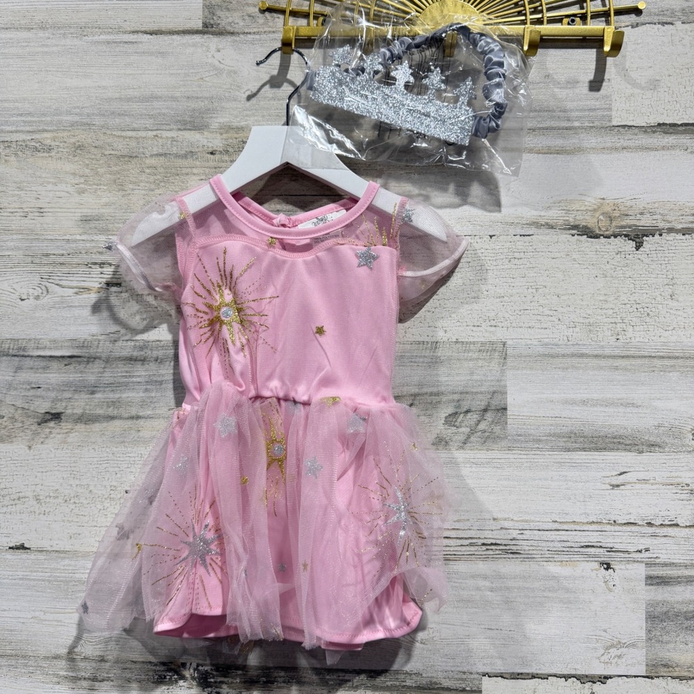 Wizard of Oz Glinda Costume Girls 12/18MO Pink Glitter Star Dress Up New